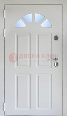 Белая стальная дверь МДФ со стеклом для дома ДС-37