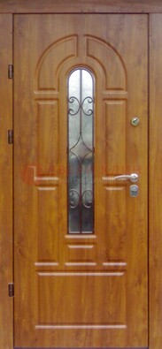 Железная дверь с Виноритом стеклом и ковкой для входа ДСК-261 