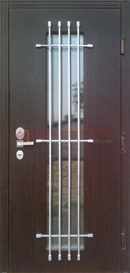 Современная стальная дверь с Виноритом стеклом и ковкой ДСК-262