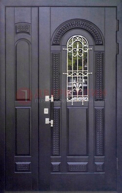 Входная дверь Винорит со стеклом и ковкой с узором ДСК-270 
