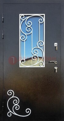 Входная дверь Порошок со стеклом и ковкой ДСК-278 в Оренбурге