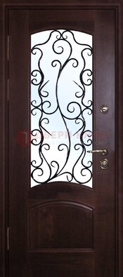 Металлическая дверь со стеклом и ковкой ДСК-6 в квартиру в Ростове-На-Дону
