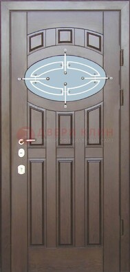 Квартирная металлическая дверь со стеклом и ковкой ДСК-7 в Казани