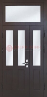 Черная тамбурная дверь со стеклянными вставками ДТМ-38