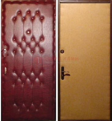Бордовая металлическая дверь с винилискожей ДВ-1 в Волжском