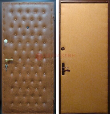 Желтая железная дверь с винилискожей ДВ-2 в Шатуре
