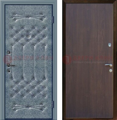 Серая металлическая дверь с винилискожей ДВ-35