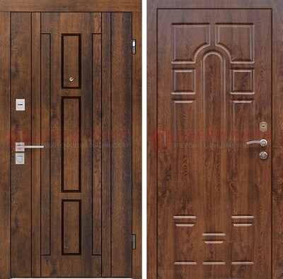 Стальная коричневая дверь с МДФ и коричневой МДФ внутри ДМ-1388 в Смоленске