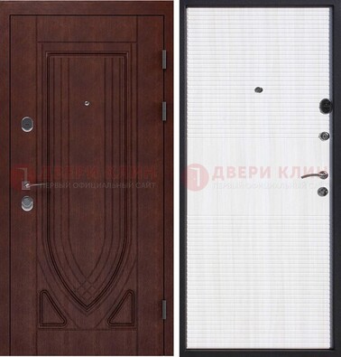 Уличная темная филенчатая дверь с виноритом и МДФ Белый ясень ДВТ-141 