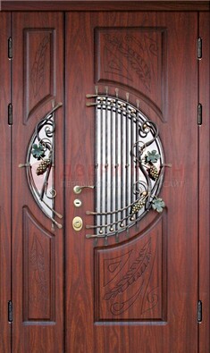 Железная дверь с виноритом и стеклом с ковкой ДВТ-170