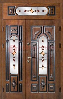 Элитная дверь цвета дуб с виноритом и витражом ДВТ-177 в Бронницах