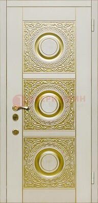 Белая входная дверь с виноритом и рисунком ДВТ-17
