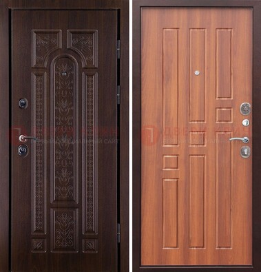 Темная металлическая дверь с виноритом и узором ДВТ-224