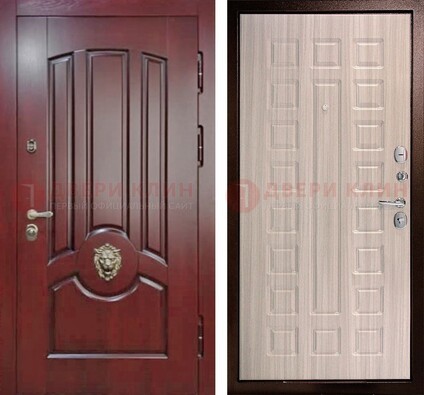Темно-красная входная дверь с виноритом ДВТ-234