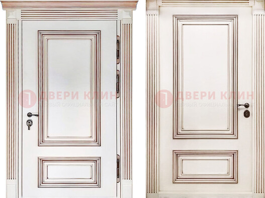 Белая металическая дверь с виноритом для дома ДВТ-239
