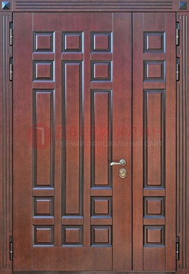 Коричневая полуторная металическая дверь с виноритом ДВТ-240 в Волоколамске