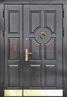Черная металическая дверь с виноритом для дома ДВТ-241
