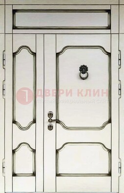 Белая стальная дверь с виноритом и верхней фрамугой ДВТ-244