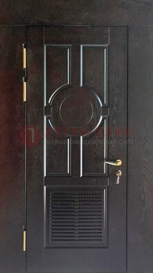 Входная темная дверь винорит с решеткой ДВТ-250 в Липецке