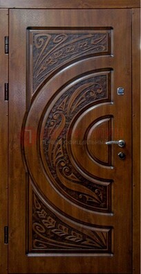Коричневая металлическая дверь с виноритом ДВТ-42