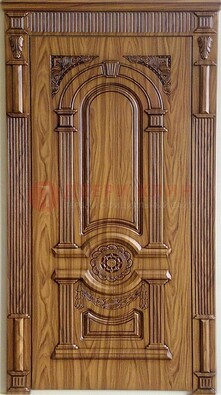 Коричневая металлическая дверь с виноритом ДВТ-61