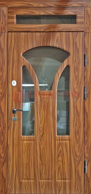 Коричневая классическая входная дверь с виноритом ДВТ-66