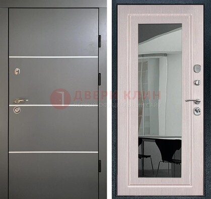 Черная металлическая дверь с зеркалом ДЗ-12