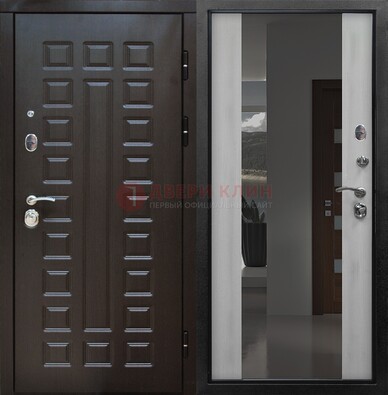 Коричневая металлическая дверь с зеркалом ДЗ-22