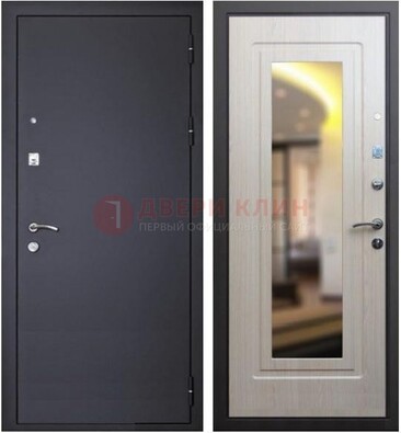 Черная металлическая дверь с зеркалом ДЗ-26