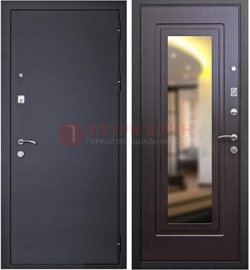 Черная железная дверь с зеркалом ДЗ-30 в Орехово-Зуево