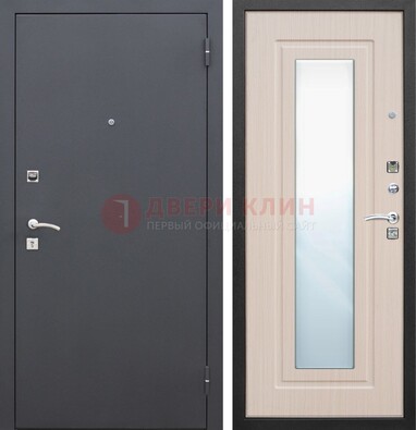 Черная входная дверь с зеркалом МДФ внутри ДЗ-31