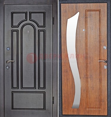 Темная железная дверь с зеркалом ДЗ-35