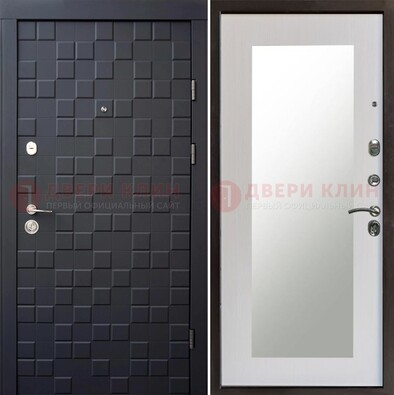 Черная стальная дверь МДФ и зеркалом ДЗ-50