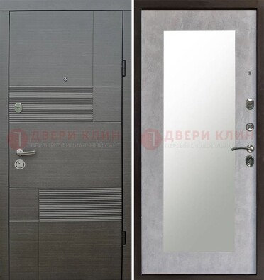 Серая входная дверь с МДФ панелью и зеркалом внутри ДЗ-51 в Егорьевске