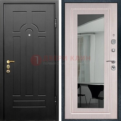 Темная стальная дверь с МДФ Капучино и зеркалом ДЗ-55 