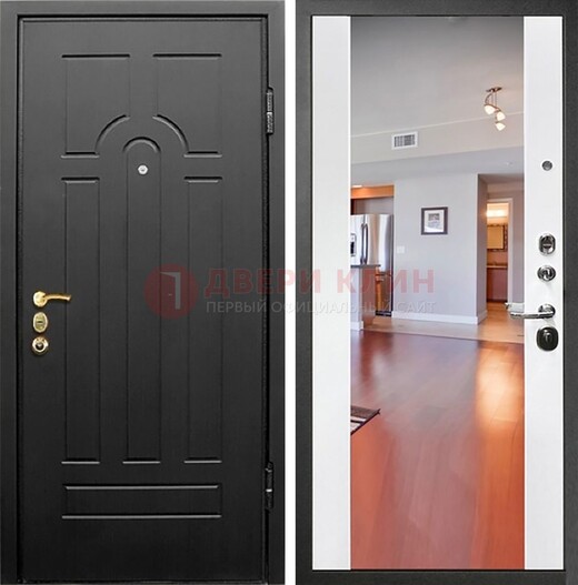 Металлическая филенчатая дверь со светлой МДФ и зеркалом ДЗ-60