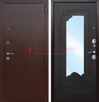 Входная дверь с порошковым напылением Медный антик/Венге с зеркалом ДЗ-64 в Мурманске