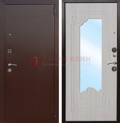 Стальная дверь с порошковым покрытием с резной МДФ и зеркалом ДЗ-66