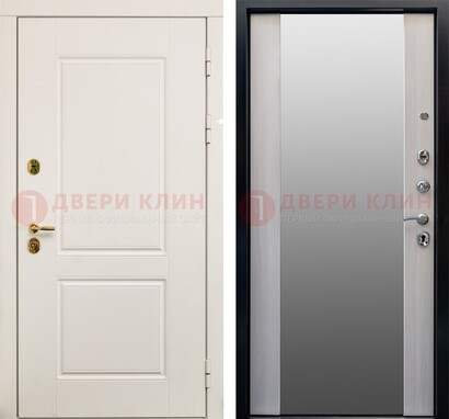Белая стальная дверь с большим зеркалом ДЗ-73 в Химках