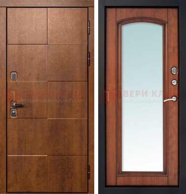 Белая филенчатая дверь с фрезерованной МДФ и зеркалом ДЗ-81 в Великом Новгороде