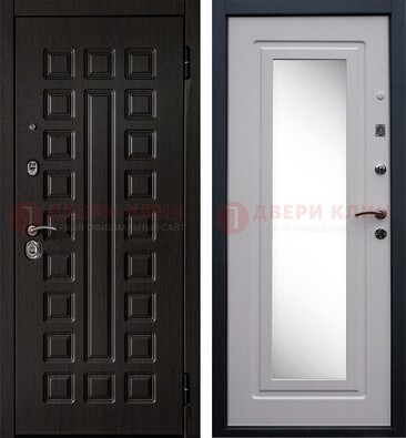 Металлическая дверь с белыми МДФ и зеркалом ДЗ-83