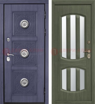 Стальная дверь с порошковым напылением и фрезерованной МДФ с зеркалом ДЗ-87