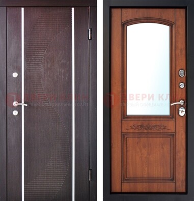 Входная дверь с МДФ и МДФ внутри с зеркалом ДЗ-88