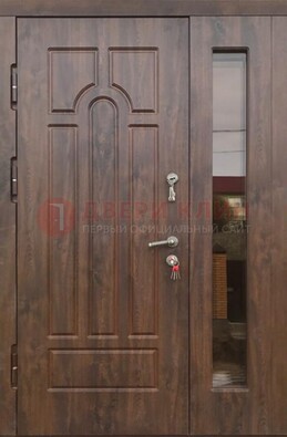 Полуторная стальная дверь с МДФ и стеклом ПЛ-18 в Ступино