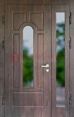 Входная дверь с коричневой МДФ и стеклом ПЛ-19