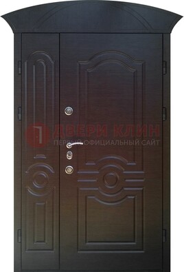 Темная полуторная железная дверь МДФ с узором ПЛ-22 в Чехове