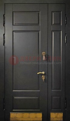 Черная полуторная железная дверь для частного дома ПЛ-2