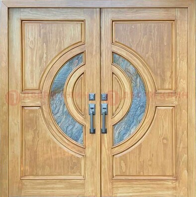 Двухстворчатая металлическая дверь с витражом ВЖ-11 в Ногинске