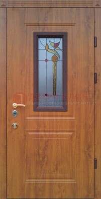 Железная дверь с МДФ и витражом ВЖ-24 в Рязани